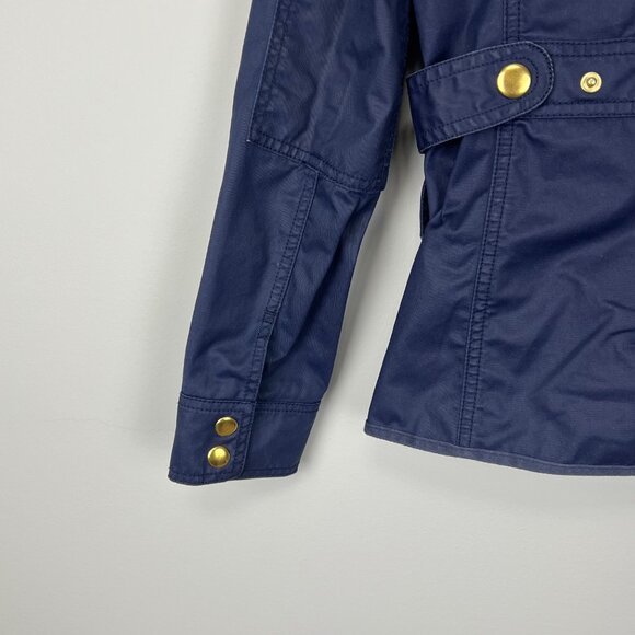 J Crew Womens Downtown Field Jacket Blue Waxed Cotton  Military 19034 size XXS - Picture 7 of 12